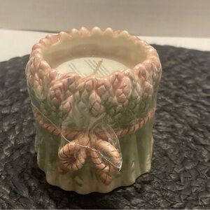 Fritz & Floyd new asparagus Green and Pink Candle with Holder